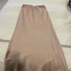 ASOS satin pink slip skirt, elastic waist